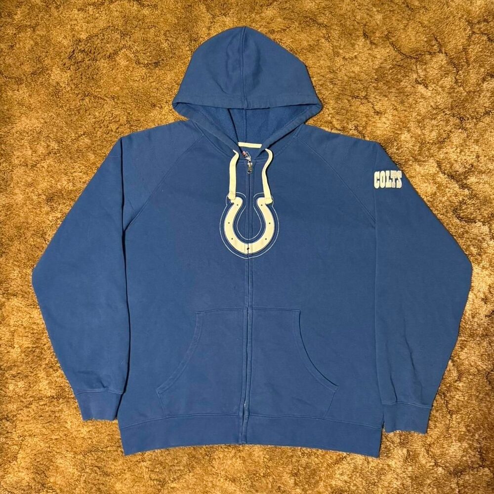 Majestic Indianapolis Colts NFL Full Zip Hoodie Royal Blue XLarge